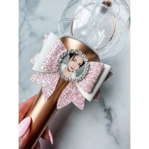 YEOSANG Ateez Photo Bow for Light Stick Decoration Pink & White Deco Photo